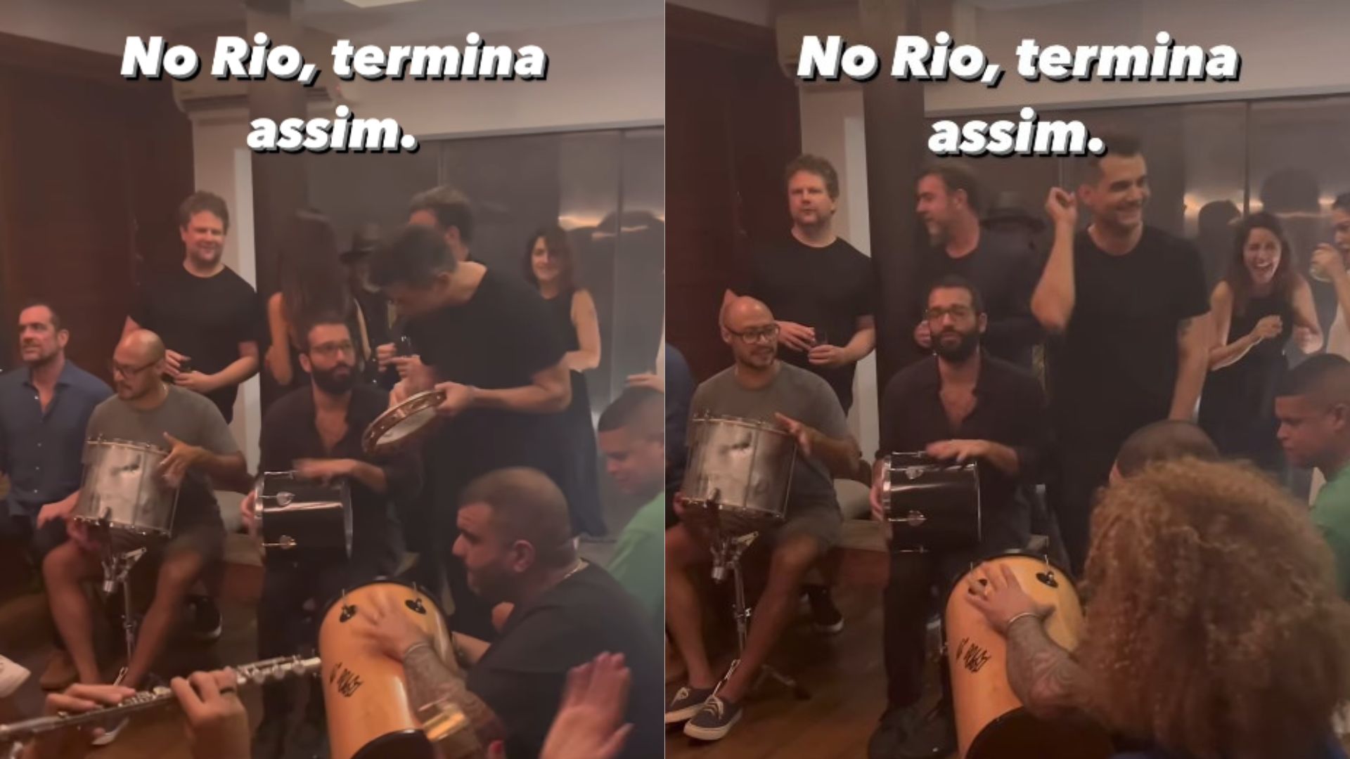 Vídeo Wagner Moura Humberto Carrão e Selton Mello curtem samba juntos