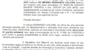 Avó do menino Bernardo pede a senadores que recusem a emenda no projeto da Guarda Compartilhada