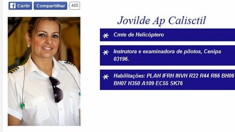 Piloto de helicóptero que caiu tinha 13 anos de experiência