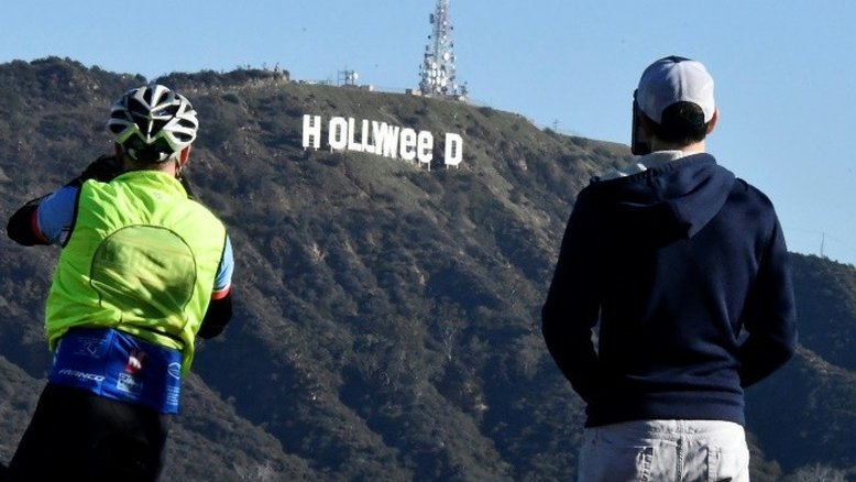 Brincadeira transforma letreiro icônico de Hollywood em 'Hollyweed'