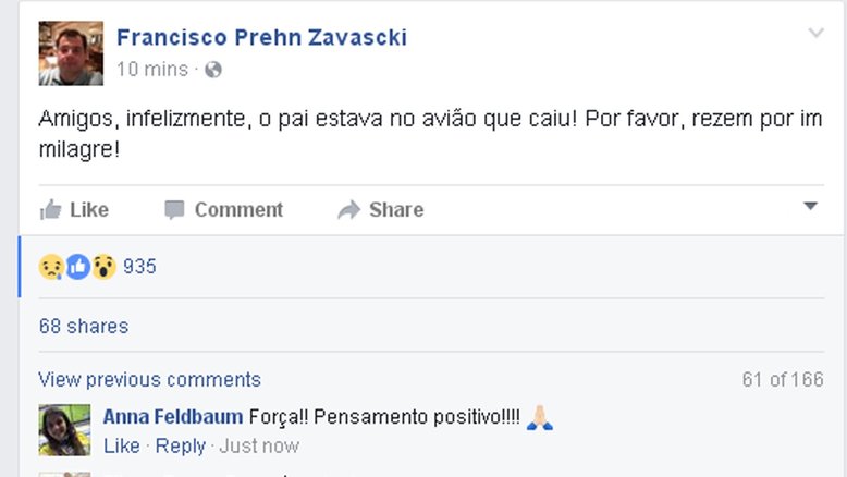 Filho do ministro Teori Zavascki: "Rezem por um milagre"