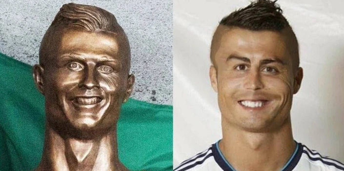 Escultura de Cristiano Ronaldo em aeroporto vira meme na web