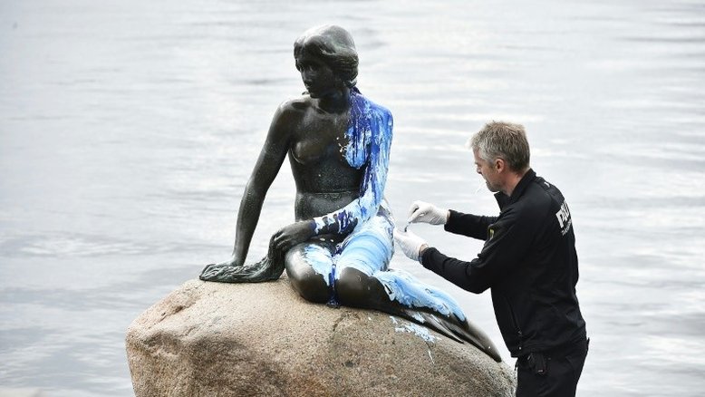 Pequena Sereia de Copenhague sofre vandalismo pela segunda vez em 15 dias