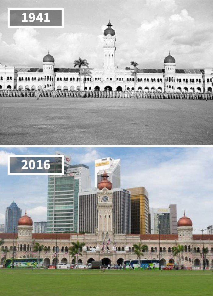 Fotos mostram antes e depois de locais históricos