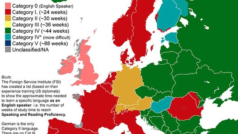 Mapa revela quanto tempo você precisa para aprender um novo idioma
