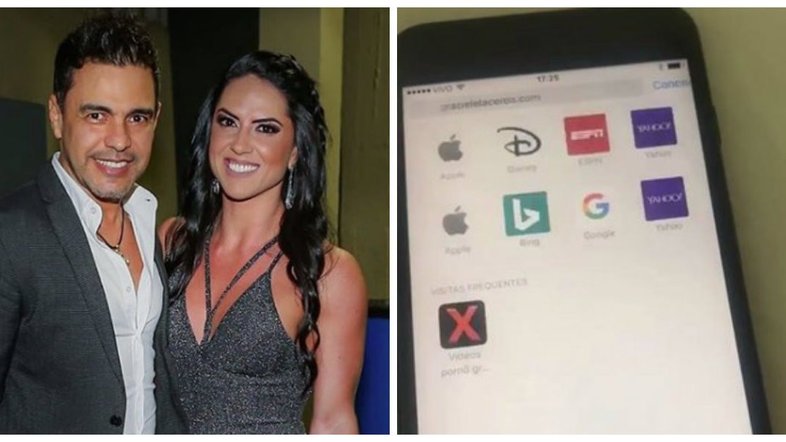 Noiva de Zezé Di Camargo mostra site pornográfico em celular por acidente