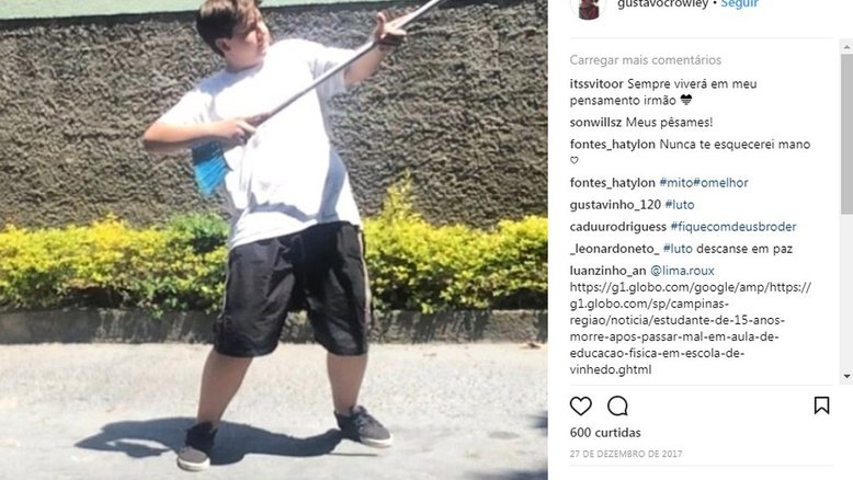 Youtuber de 15 anos morre após passar mal em aula de educação física