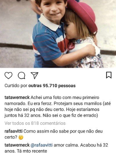 Tatá Werneck posta foto com namorado da infância e leva "bronca" do noivo 4 Tatá Werneck posta foto com namorado da infância e leva "bronca" do noivo
