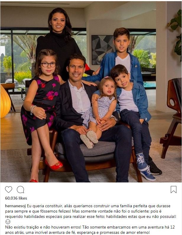 Hernanes anuncia no Instagram que o casamento com Erica Lima acabou 2 Hernanes anuncia no Instagram que o casamento com Erica Lima acabou