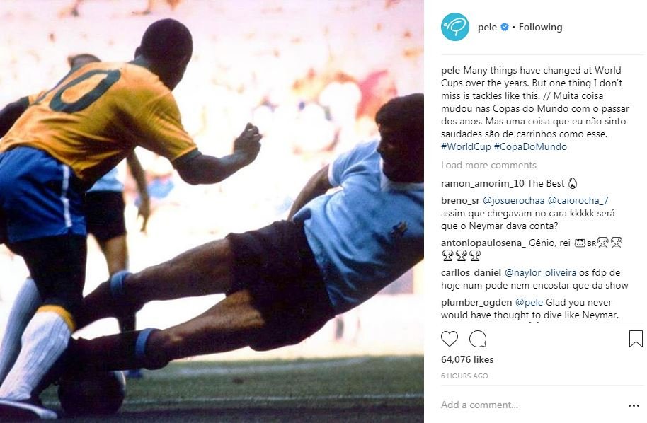 Pelé faz fisioterapia em casa e decide não ver a final da Copa em Moscou 2 Pelé faz fisioterapia em casa e decide não ver a final da Copa em Moscou
