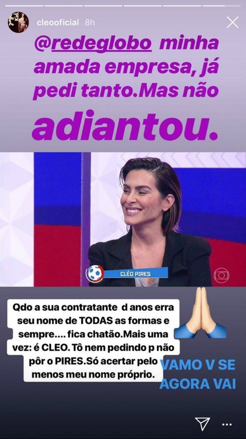 Cleo Pires dispara contra Globo nas redes sociais 4 Cleo Pires dispara contra Globo nas redes sociais