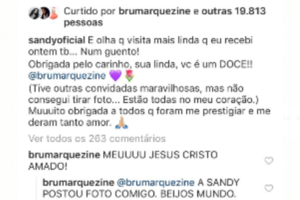 Bruna Marquezine 'pira' ao ver que Sandy postou foto com ela em rede social