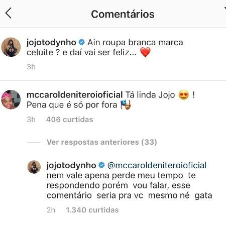 MC Carol e Jojo Todynho trocam farpas em rede social