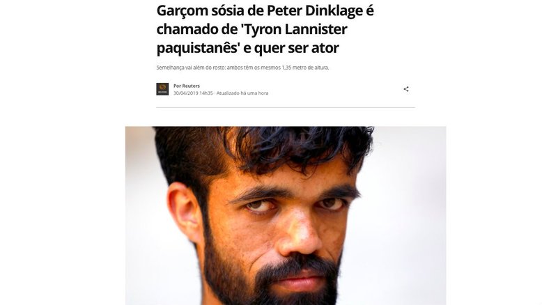 Garçom fica famoso por semelhança com anão de Game of Thrones