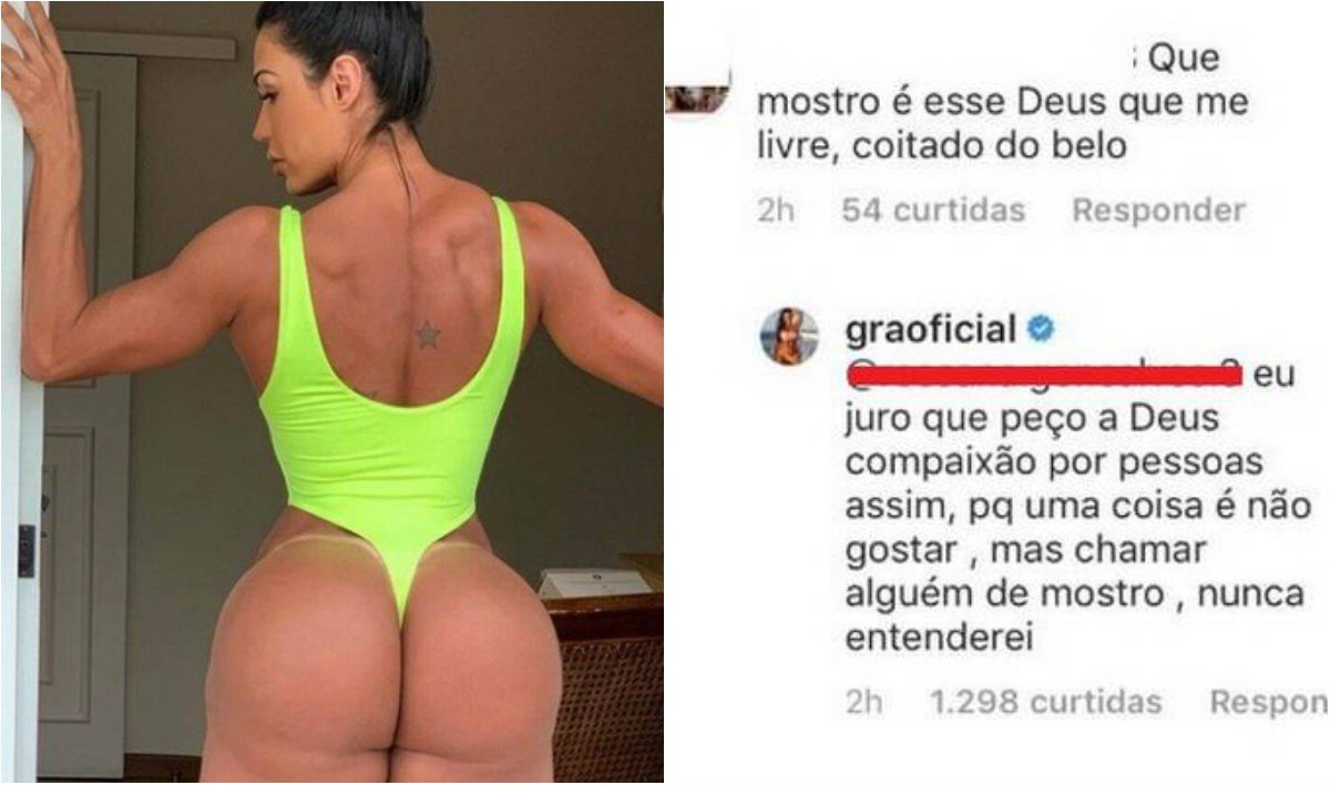 Chamada de 'monstro', Gracyanne responde seguidora: "Nunca entenderei" 4 Chamada de 'monstro', Gracyanne responde seguidora: "Nunca entenderei"