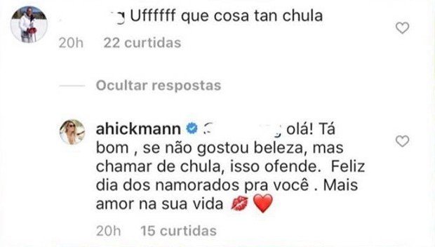 Ana Hickmann não entende elogio em espanhol e reclama com seguidor