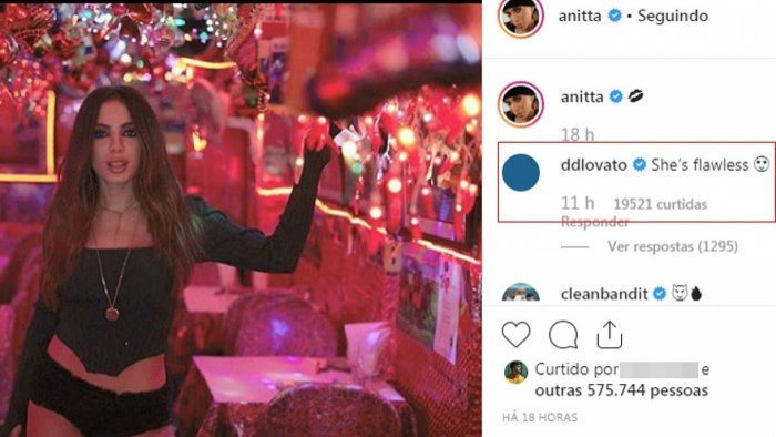 Anitta recebe elogio de Demi Lovato em post no Instagram: 'Sem defeitos' 2 Anitta recebe elogio de Demi Lovato em post no Instagram: 'Sem defeitos'