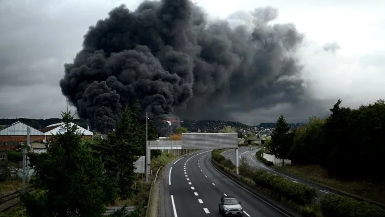 Incêndio em fábrica industrial na França provoca temor de poluição no rio Sena