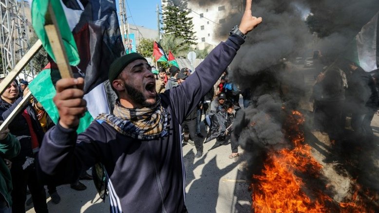 Manifestação em Gaza contra plano de paz americano