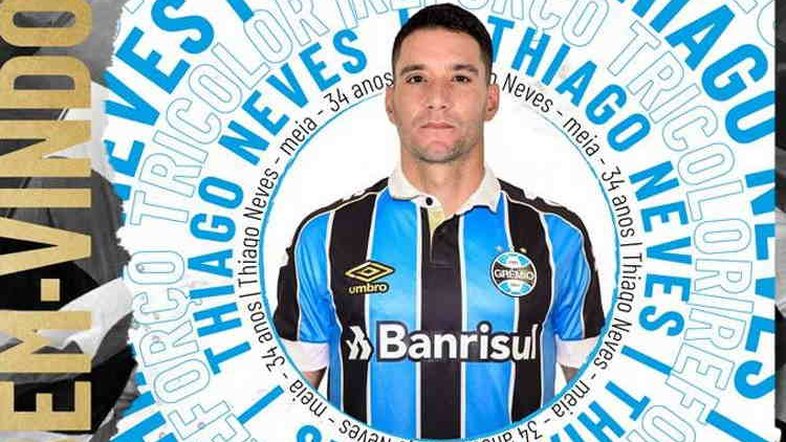Grêmio anuncia chegada de Thiago Neves com contrato até o fim de 2020
