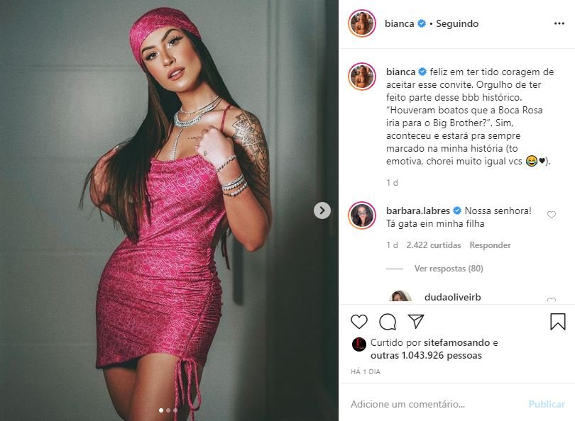 Boca Rosa posta foto e ganha elogio da ex Bárbara Labres: "Gata, hein?" 4 Boca Rosa posta foto e ganha elogio da ex Bárbara Labres: "Gata, hein?"