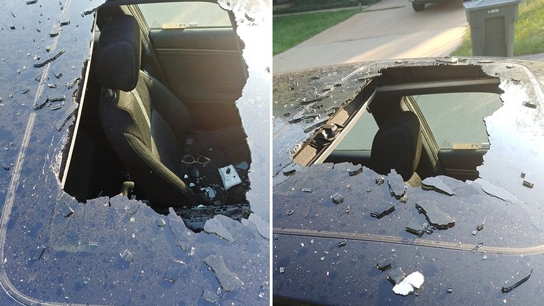 Mãe faz alerta após shampoo a seco explodir teto do carro de sua filha