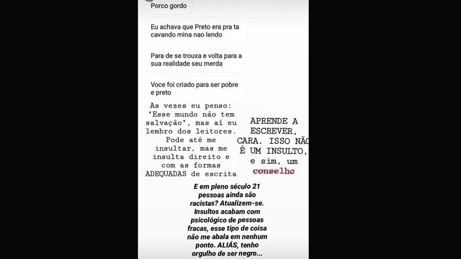 Garoto de 12 anos é vítima de racismo em seu perfil de literatura na internet