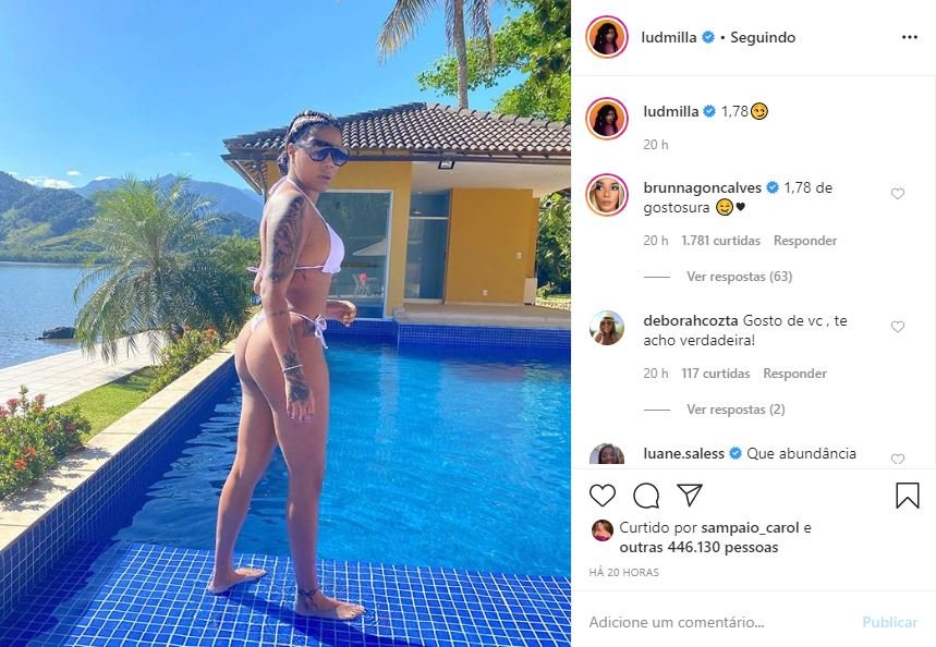 Ludmilla posa de biquíni e ganha 'cantada' da mulher: "Gostosura" 4 Ludmilla posa de biquíni e ganha 'cantada' da mulher: "Gostosura"