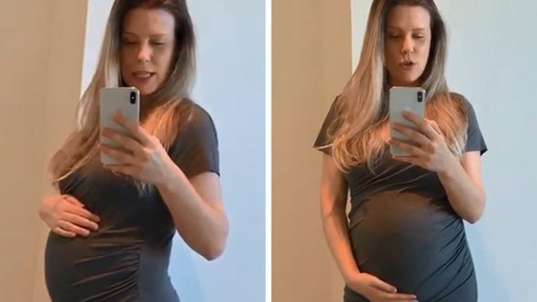 Grávida, Daiana Garbin, mulher de Tiago Leifert, mostra barriga de 6 meses