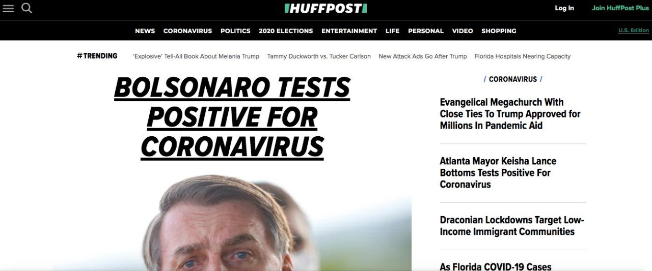 Teste positivo para Covid-19 de Bolsonaro repercute na imprensa internacional 20 Teste positivo para Covid-19 de Bolsonaro repercute na imprensa internacional