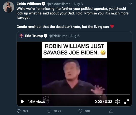 Filha de Robin Williams fica indignada após filho de Trump usar vídeo do pai 2 Filha de Robin Williams fica indignada após filho de Trump usar vídeo do pai