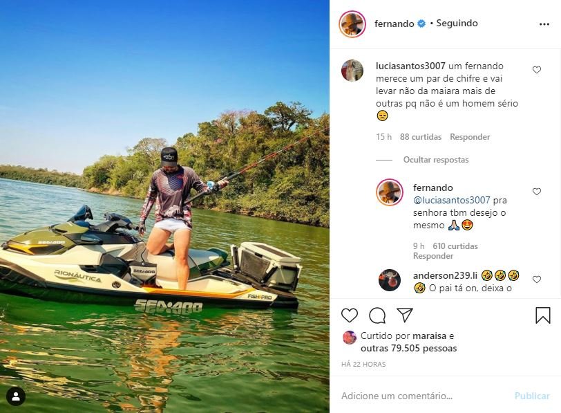 Fernando se irrita com comentário de que merece 'par de chifres': "Desejo o mesmo" 4 Fernando se irrita com comentário de que merece 'par de chifres': "Desejo o mesmo"