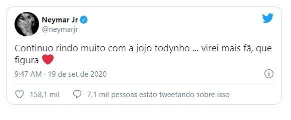 Neymar revela que está torcendo para Jojo Todynho em 'A Fazenda': "Virei mais fã" 4 Neymar revela que está torcendo para Jojo Todynho em 'A Fazenda': "Virei mais fã"