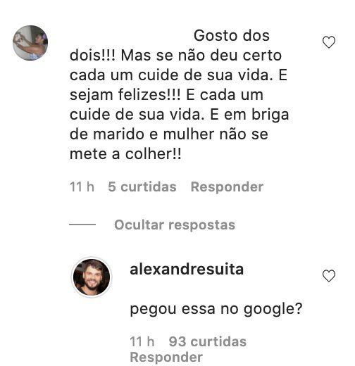 Irmão de Andressa Suita alfineta Gusttavo Lima em comentário: “Pegou no Google?”