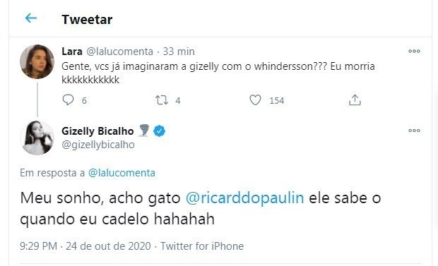 Ex-BBB Gizelly fala que ficaria com Whindersson Nunes: “Meu sonho”