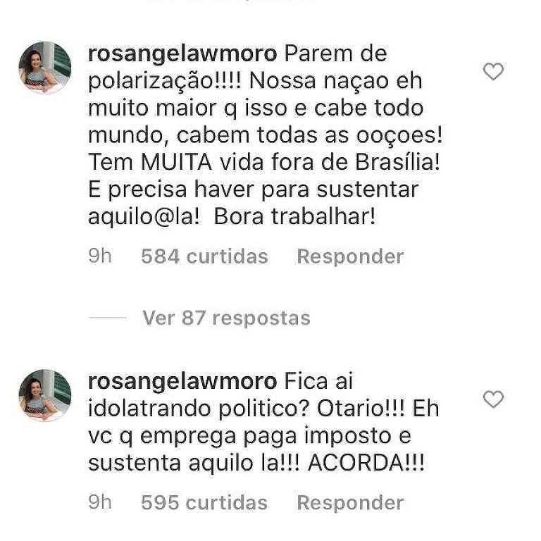 Após discussão com bolsonaristas, Rosângela Moro deixa Instagram
