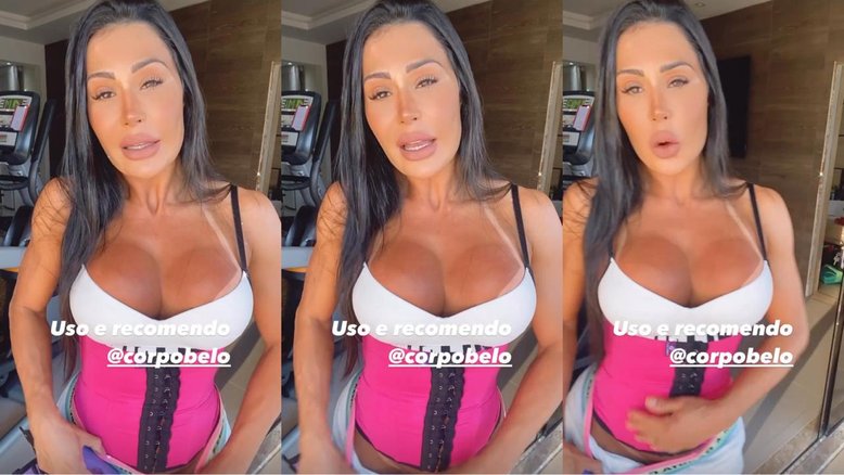Gracyanne Barbosa se descuida e mostra demais ao abaixar shorts