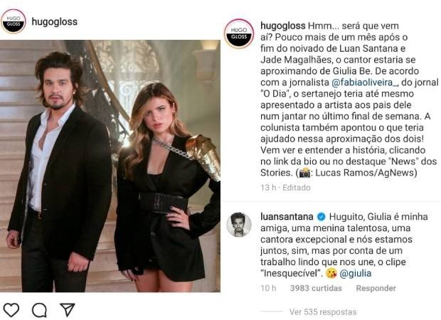 Luan Santana desabafa sobre suposto affair com Giulia Be 4 Luan Santana desabafa sobre suposto affair com Giulia Be