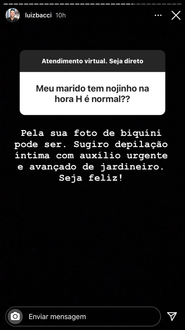 Luiz Bacci sugere "depilação íntima" a seguidora e recebe críticas 4 Luiz Bacci sugere "depilação íntima" a seguidora e recebe críticas