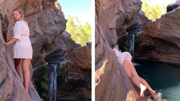 Influencer cai ao tentar tirar foto perfeita em cachoeira na Austrália