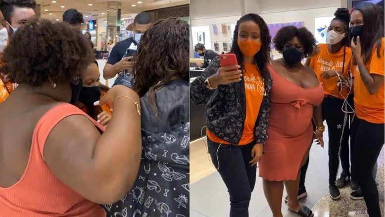 Fãs fazem fila para tirar foto com Jojo Todynho e cantora se surpreende com assédio