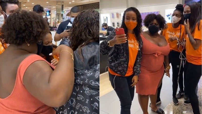 Fãs fazem fila para tirar foto com Jojo Todynho e cantora se surpreende com assédio