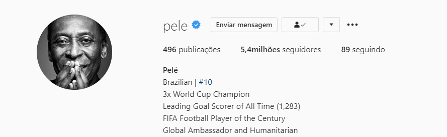 Pelé atualiza perfil em rede social e afirma ser o maior goleador de todos os tempos