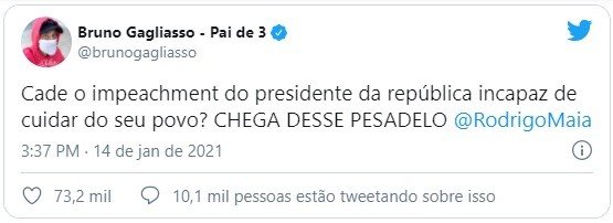 Bruno Gagliasso pede o impeachment de Bolsonaro: ''Chega desse pesadelo''