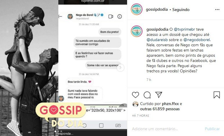 "Cansei dessa m*rda", diz Nego do Borel sobre suposto dossiê entregue à Duda Reis