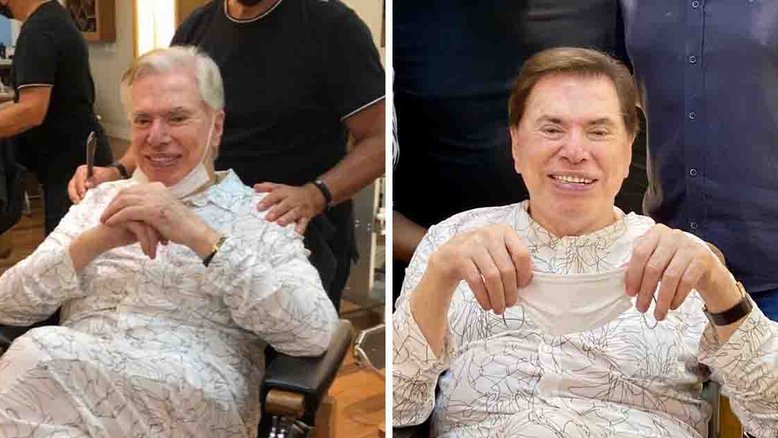 De pijama, Silvio Santos muda radicalmente de visual em cabeleireiro