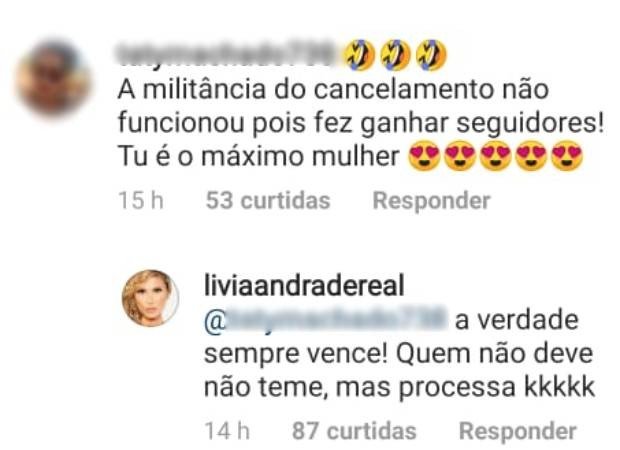 Lívia Andrade fala sobre processo contra Pétala Barreiros: ‘Quem não deve, não teme’