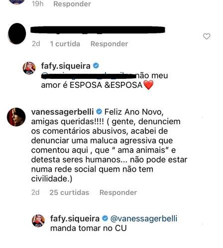 Fafy Siqueira rebate comentários em clique com a esposa, 35 anos mais nova