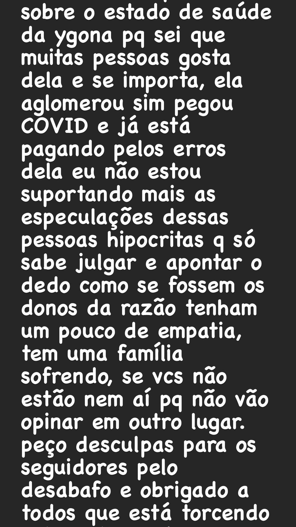 Família lamenta críticas a influencer que está em estado grave após aglomeração