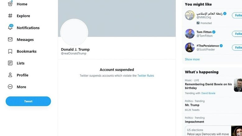 Twitter diz que expulsão de Trump é definitiva